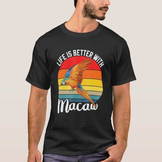 With Scarlet Macaw Colourful Parrot Bird T-shirt (Voorkant)