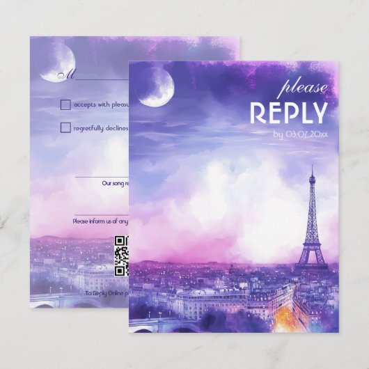 With Song Request Amour Éternel RSVP Card  Kaartje (Voorkant / Achterkant)