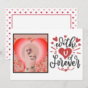 "With U Forever" Finger Couple Valentijnse Kaart Notitiekaartje