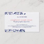 Withe en Navy Blue Floral Lace Visitekaartje (Achterkant)