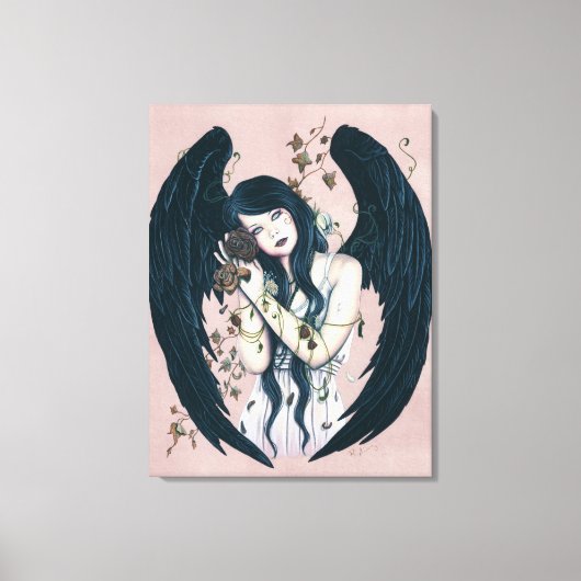 Wither Gothic Angel Verval Roze Verpakt Canvas Afdruk (Voorkant)