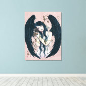 Wither Gothic Angel Verval Roze Verpakt Canvas Afdruk (Insitu (Houten vloer))