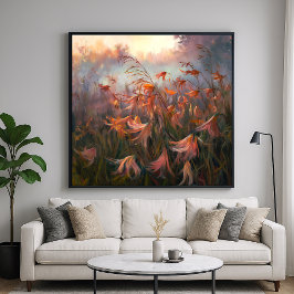 Withering Field - Painterly Style Bloemenkunst Poster