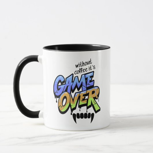 Without Coffee It’s Game Over – Graffiti Style Mug Mok (Links)