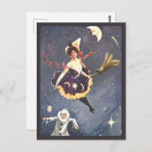 Witje met Clown en Spider Webs  Halloween Briefkaart (Voorkant / Achterkant)