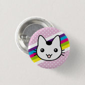 witkattenpols ronde button 3,2 cm (Voorkant /achterkant)
