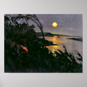 Witkiewicz - Australisch landschap met volle maan Poster