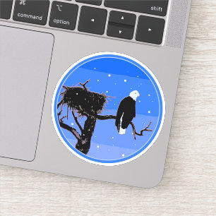 Witkopzeearend in de Winter - Originele Wilde Natu Sticker