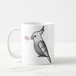 Witmasker Cartoon Kaketiel Papegaai Vogel Liefde Koffiemok