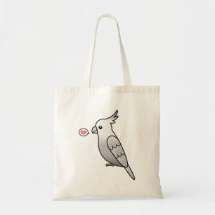 Witmasker Parel Tekenfilm Nymphensittich Vogel Met Tote Bag