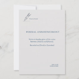 Witness Pen- Minimalist Elopement Announcement Kaart