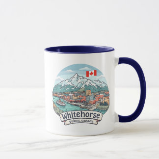 Witpaard Yukon Canada Schattig stadsgezicht Mok