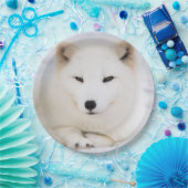 Witpoolvos in sneeuw papieren bordje (Feest)