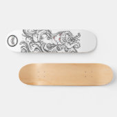 Witrode ogen zwart-wit lijnkunst skateboard (Horizontaal)