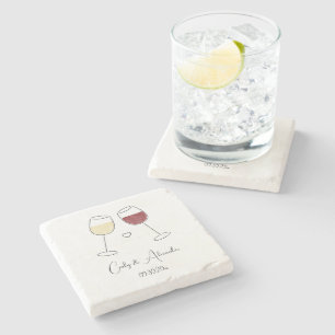 Witrode wijn glas huwelijksfeest cadeau stenen onderzetter