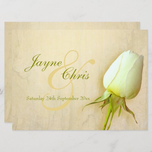 Witrozen bruiloft grote landschapsuitnodiging kaart (Voorkant / Achterkant)