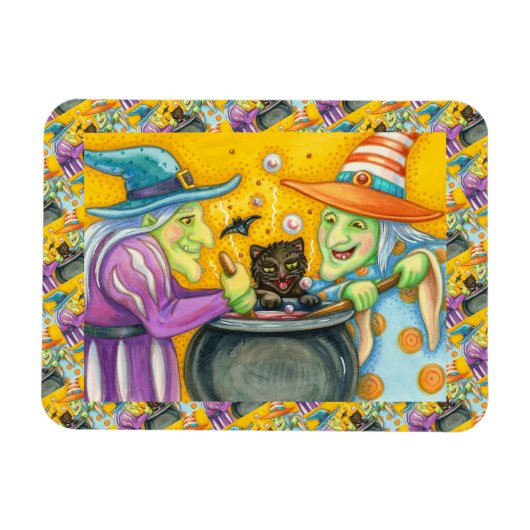 WITSERSE ZISTERS, ZWARTE CAT EN HALLOWEEN BREW MAGNEET (Horizontaal)