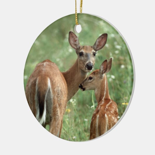 Witstaartdeer met haar eigen bruid keramisch ornament (Links)