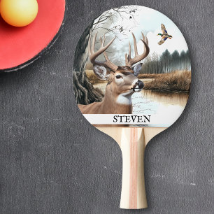 Witstaarthert Natuur Scène Wilde Eend Tafeltennisbatje