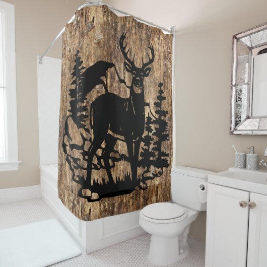 Witstaartslang Silhouette op nevelschors Douchegordijn (In situ)