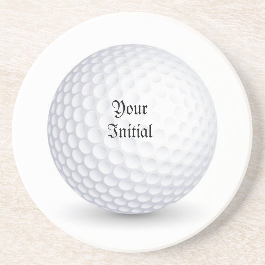Witte 3-D Golfbal Ronde Zandsteen Onderzetter (Voorkant)