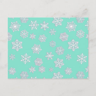 Witte 3-d sneeuwvlokken op een aquatische achtergr briefkaart