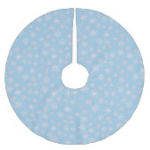 Witte 3-d sneeuwvlokken op een ijsblauwe achtergro kerstboom rok (Voorkant)