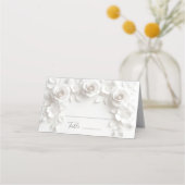 Witte 3D-bloemen gebogen trouwkaart (Voorkant)