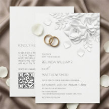 Witte 3D Bloemen Rozen Eenvoudige Trouw