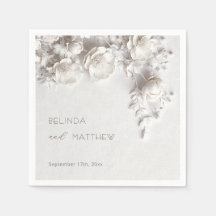Witte 3D Bloemen Rozen Minimalistische Trouwdag 