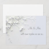 Witte 3D eenvoudige bloem uitnodiging (Voorkant / Achterkant)