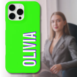 Witte 3D Indigo moderne naam   Trendy Cool Green iPhone 16 Pro Max Hoesje