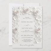 Witte 3D Rozen Frame Trouw Simple Kaart (Voorkant)