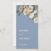 Witte 3D Rozen Stofblauw | Trouwprogramma (Voorkant)