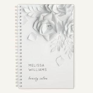 Witte 3D Simpele Bloemen Notitieboek