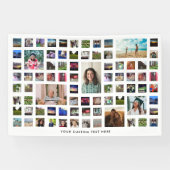 Witte 80 foto collage verjaardagsfeestje spandoek (Horizontaal)