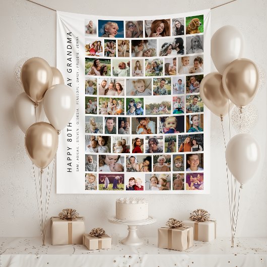 Witte aangepaste 54 foto collage feest wandkleed