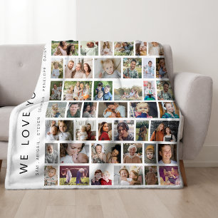Witte aangepaste 54 foto collage fleece deken