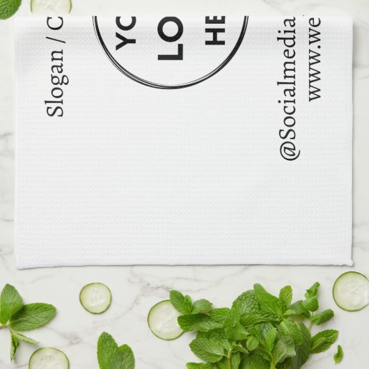 Witte aangepaste Logo Moderne Minimale Business Theedoek (Gevouwen)