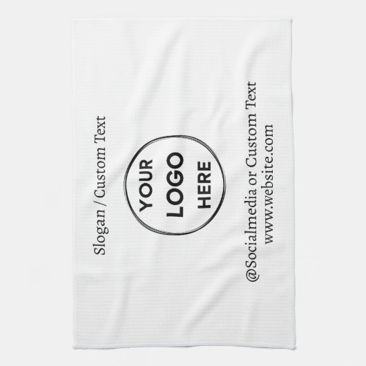 Witte aangepaste Logo Moderne Minimale Business Theedoek (Verticaal)