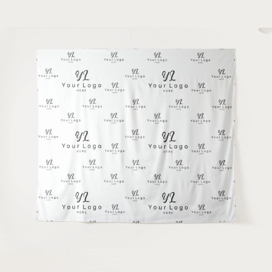 Witte Aangepaste Zakelijk Logo Achtergrond Beursst Wandkleed (Voorkant (horizontaal))