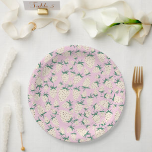 Witte Aardbei Pineberry Aangepaste BRUILOFTSFEESTJ Papieren Bordje