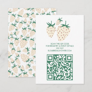 Witte Aardbei Pineberry VRIJGEZELLENFEEST QR code Informatiekaartje