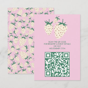 Witte Aardbei Schattige Pineberry BABY SHOWER QRco Informatiekaartje