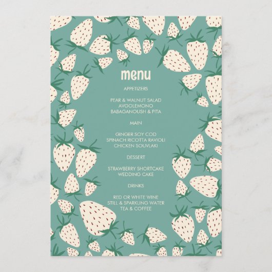Witte Aardbei Schattigee Pineberry HAND GETEKEND C Menu (Voorkant)
