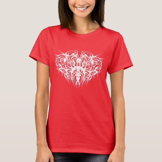Witte Abstract Gebroken Hart Tribal Design T-shirt (Voorkant)