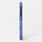 Witte abstracte bladeren patroon op blauw Case-Mate iPhone case (Achterkant/links)