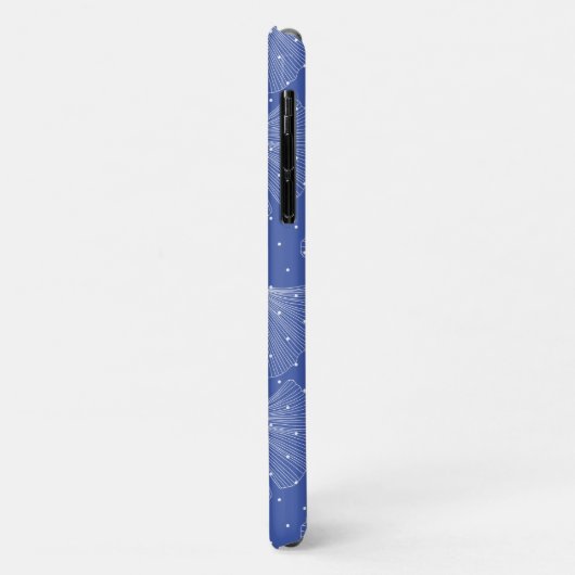 Witte abstracte bladeren patroon op blauw Case-Mate iPhone case (Achterkant/links)