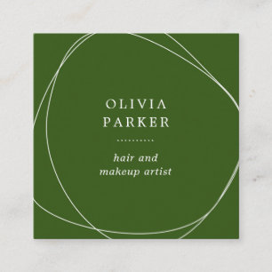Witte Abstracte cirkel   Bosgroen Vierkante Visitekaartje