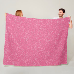 Witte abstracte krabbels op roze achtergrond fleece deken